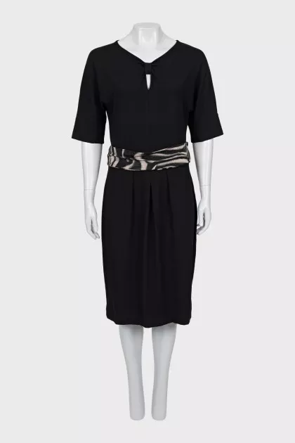 Black dress with a printed belt
