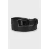 Men's leather belt with silver buckle
