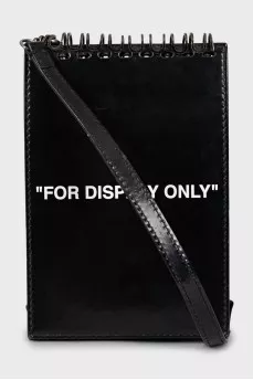 Leather crossbody bag with text print
