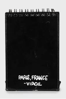 Leather crossbody bag with text print