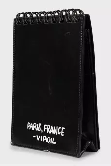 Leather crossbody bag with text print