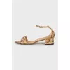 Leather mid heel sandals