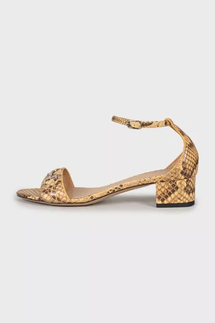 Leather mid heel sandals
