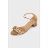 Leather mid heel sandals