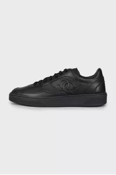 Black leather sneakers