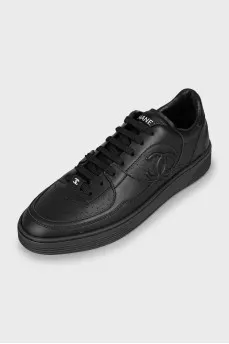 Black leather sneakers