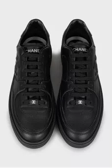 Black leather sneakers