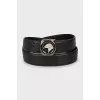 Men's leather belt with silver buckle