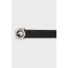 Men's leather belt with silver buckle