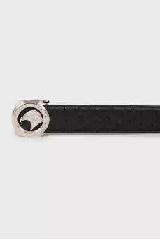 Men's leather belt with silver buckle