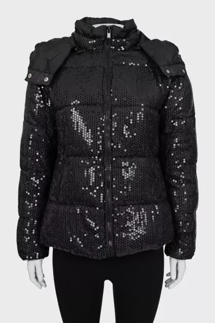 Quilted jacket embroidered with sequins