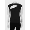 Black T-shirt with neckline and tag