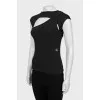 Black T-shirt with neckline and tag