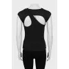 Black T-shirt with neckline and tag