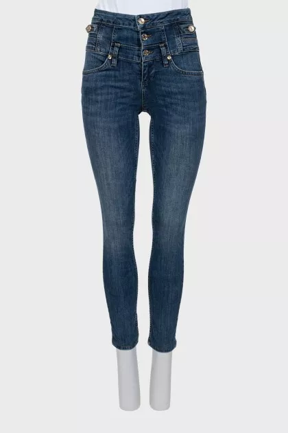 Blue high-waisted skinny jeans