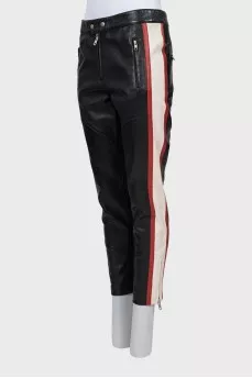 Mixed color leather trousers
