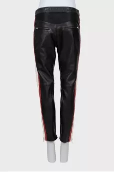 Mixed color leather trousers