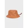Brown leather bucket hat