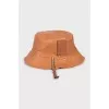 Brown leather bucket hat