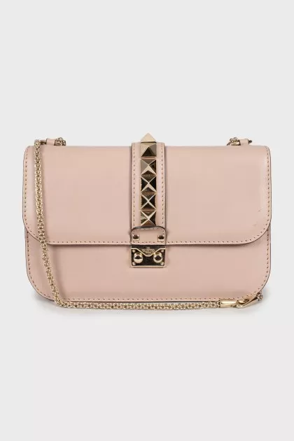 Beige leather crossbody bag
