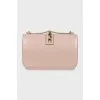Beige leather crossbody bag
