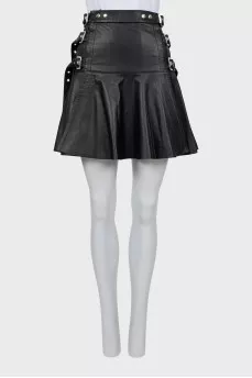 Leather skirt with belts