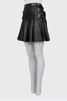 Leather skirt with belts