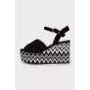Patterned wedge sandals