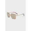 Rectangular sunglasses with gold frame
