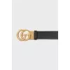 Men's leather belt with gold logo