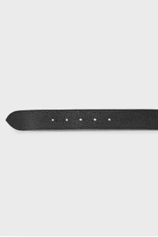 Men's leather belt with gold logo