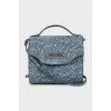 Leather and wood crossbody bag