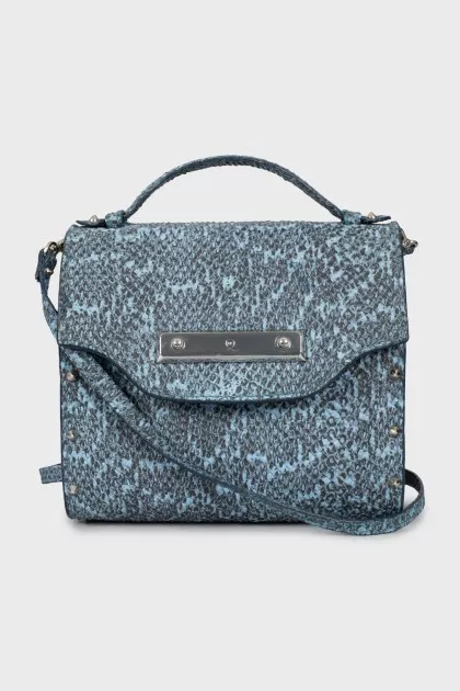Leather and wood crossbody bag