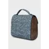 Leather and wood crossbody bag