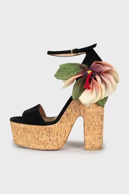 Suede wedge sandals