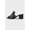 Leather block heel sandals