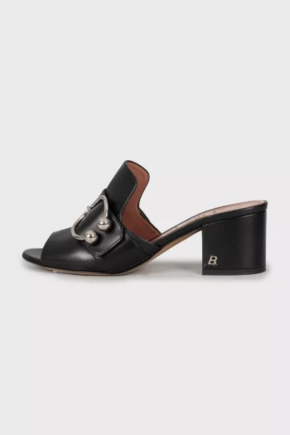 Leather block heel sandals