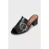 Leather block heel sandals