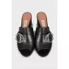 Leather block heel sandals