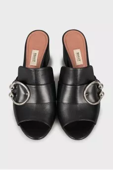 Leather block heel sandals