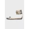 Sandals with embossed leather