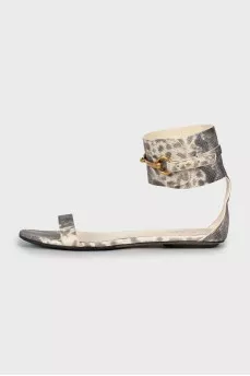Sandals with embossed leather