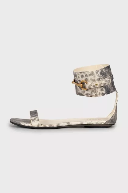 Sandals with embossed leather
