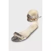 Sandals with embossed leather