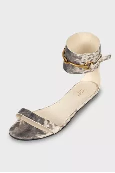 Sandals with embossed leather