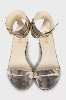 Sandals with embossed leather