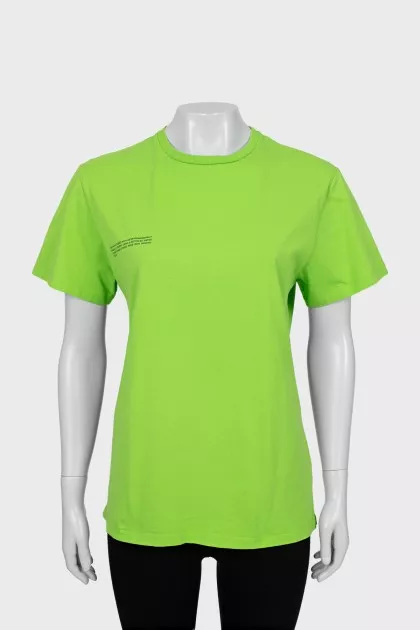 Green T-shirt with text print
