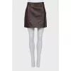 Brown leather mini skirt