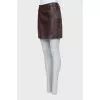 Brown leather mini skirt