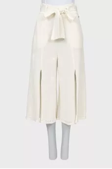 Knitted culottes with slits